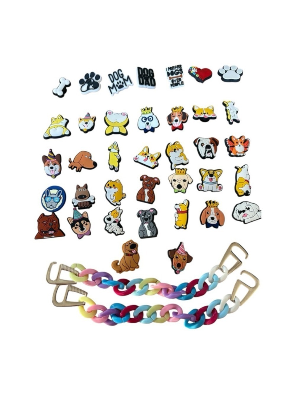 Dog-Themed PVC Croc Charms & Accessories Lot of 40 NIB